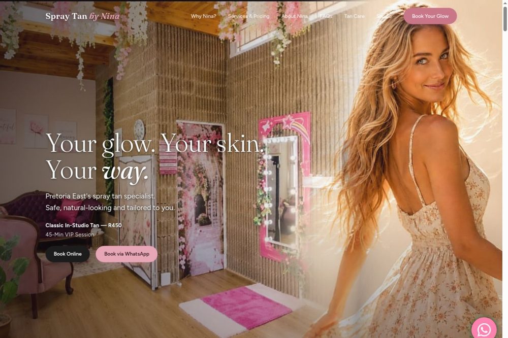 spraytanbynina.co.za — website by Digitrix Media