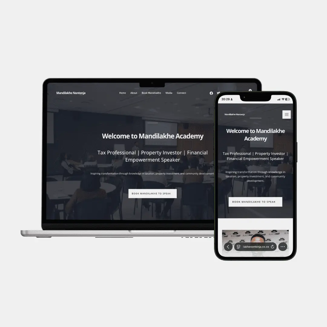 Mandilakhe Nontenja personal brand website homepage by Digitrix Media